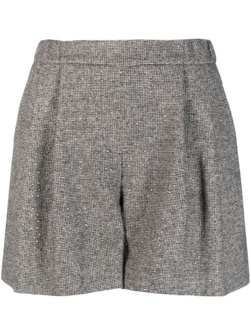 shorts plisados en mezcla de lana